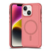 For iPhone 14 Plus Shockproof MagSafe Armor PC Hybrid TPU Phone Case(Dark Pink+Maroon)