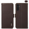 For Samsung Galaxy A36 KHAZNEH Side-Magnetic Litchi Genuine Leather RFID Phone Case(Brown)