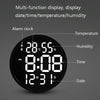 6620 12 Inch LED Simple Wall Clock Living Room Round Silent Digital Temperature And Humidity Electronic Clock(Black Frame EU Plug)