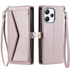 For Redmi Note 12R Wallet Multi-card Slot Leather Phone Case with Lanyard(Rose Gold)