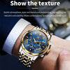 OLEVS 2892 Men Multifunctional Business Waterproof Quartz Watch(Blue + Gold)