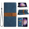 For Samsung Galaxy A05 Grid Stitching Leather Phone Case with Lanyard(Blue)