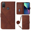For Alcatel 1L 2021 Crossbody 3D Embossed Flip Leather Phone Case(Brown)