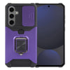 For Samsung Galaxy S24 FE 5G Camera Shield Card Slot PC Hybrid TPU Phone Case(Purple)