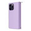 For iPhone 14 Pro Max Nine-card Slots Zipper Wallet Bag Leather Phone Case(Light Purple)