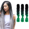 Fashion Color Gradient Individual Braid Wigs Chemical Fiber Big Braids, Length: 60cm(46 Black+Dark Green+Green)