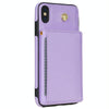 For iPhone X / XS Three Fold Card Bag Phone Case with Long Lanyard(Purple)