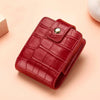 Simple Cowhide Crocodile Pattern Lipstick Bag Storage Portable Makeup Bag With Mirror(Red Wine)