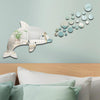 22pcs /Set Acrylic Dolphin Spitting Bubbles Mirror Wall Sticker Home Decoration Soft Mirror(Silver)