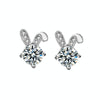 XEA010 S925 Silver Needle Full Diamond Rabbit Earrings Women Mosan Diamond Earrings(White)
