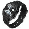 SANDA418 Square Wristwatch Swimming Waterproof Alarm Night light Male Student Watch Simple Fashion Sports Watch(Black White)