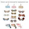 Cute Quirky PU Sunglasses Case Portable Glasses Bag with Hanging Buckle, Color: Sequenant Flower Ring Blue