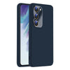For Samsung Galaxy S21 FE 5G Nano Lens Cover Liquid Silicone Phone Case(Titanium Blue)