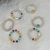 Colorful Beads Smiley Elastic Rope Beaded DIY Ring(J3006)