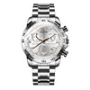 OCHSTIN 6123B Multifunctional Quartz Waterproof Luminous Steel Strap Men Watch(Silver White)