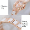 BS Bee Sister FA1490 Ladies Diamond-Set Ceramic Strap Watch(Rose Gold)