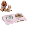 Large Pink Sloped Pet Bowl - Anti-Spill Stainless Steel