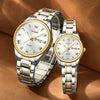 1pair OLEVS 5563 Couple Luminous Waterproof Quartz Watch(White + Gold)