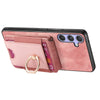 For Samsung Galaxy S25 5G Retro Splitable Magnetic Stand Card Bag Leather Phone Case(Pink)