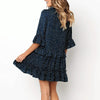 Burst Ruffled Skirt Fashion Dot Dress, Size:XXL(Navy Blue)