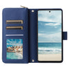 For Samsung Galaxy A73 5G Nine-card Slots Zipper Wallet Bag Leather Phone Case(Blue)