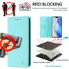 For iPhone 15 Plus RC01 Dual-Folded Magnetic Suction RFID Leather Phone Case(Mint Green)