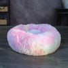 Plush Round Pet Bed 40cm - Light Colourful - Soft & Cosy for Cats & Small Dogs