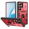 For Samsung Galaxy S25 Ultra 5G Sliding Camshield TPU Hybrid PC Phone Case with Holder(Red+Black)