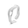 S925 Sterling Silver Electroplated Wave Opening Adjustable Ring(SCR1002-E)