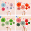 2 Packs  Birthday Party Wedding Color Three-Dimensional Folding Fan Round Paper Fan Garland Ornaments(Red-green)
