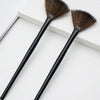 Multifunctional Fan-Shaped Makeup Brush Fiber Bristle Long Handle Cheek Makeup Tool(Black)
