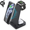 10W 3 in 1 QC 3.0  Vertical Multi-function Wireless Charger with Stand Function, Suitable for Mobile Phones / Apple Watch / AirPods (Black)