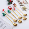 2pcs /Pack Christmas Dessert Fork And Spoon Set Portable Cute Cartoon Tableware, Style: Christmas Hat Silver