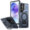 For Samsung Galaxy A55 5G Shield Hollow Frame Holder MagSafe Phone Case(Navy Blue)