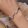 YIB058 Copper White Gold Plated Zirconium Stone Spirit Snake Guardian Open Bracelet
