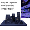 10x9.5x5.5cm Activity Necklace Holder Jewelry Display Props Blue Microfiber Window Necklace Earring Ring Stand