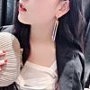 Fashion Long Geometric Drop Earrings Luxury Gold Silver Color Rectangle Rhinestone Earring(Rose Gold)