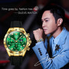 OLEVS 2875 Men Multifunctional Sports Chronograph Waterproof Quartz Watch(Green + Gold)