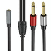 0.3m Gold Plated 3.5mm TRS Female to 2 x 6.35mm TS Male Mono Y Splitter Adapter Audio Cable(Black)