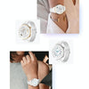 HW3 Mini Heart Rate/Blood Oxygen Monitoring Smart Watch with NFC Function(Gold Shell White Leather)