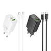 hoco N63 PD30W+QC3.0 Charger Set with 1m Type-C to Type-C Cable, Specification:EU Plug(Black)