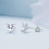 BSE853 Sterling Silver S925 White Gold Plated Sparkling Heart Stud Earrings