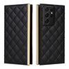 For Samsung Galaxy S21 Ultra 5G Crossbody Rhombic Sucker Leather Phone Case(Black)