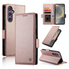 For Samsung Galaxy S25 5G Side Buckle Magnetic Frosted Leather Phone Case(Rose Gold)