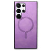 For Samsung Galaxy S25 5G Solid Color Retro Magsafe PU Back Cover Phone Case(Purple)
