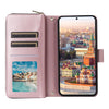 For Samsung Galaxy A24 Nine-card Slots Zipper Wallet Bag Leather Phone Case(Rose Gold)