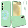 For Samsung Galaxy S25 5G Wave Texture MagSafe Magnetic Liquid Silicone Phone Case(Green)