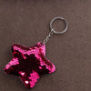 2 PCS Cute Chaveiro Star Keychain Glitter Pompom Sequins Key Chain Gifts for Women Llaveros Mujer Car Bag Accessories Key Ring(Magenta)