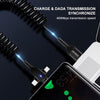 ENKAY Hat-Prince 3 in 1 6A USB to 8 Pin+Type-C+Micro USB Supper Fast Charge Spring Cable, Length: 1.8m(Black)