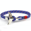 Whale Tail Anchor Charm Nautical Survival Rope Chain Bracelets(Blue)